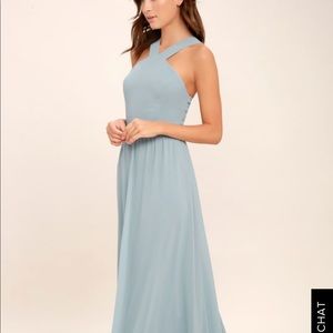 New, Lulus Air of Romance Light Blue Maxi Dress